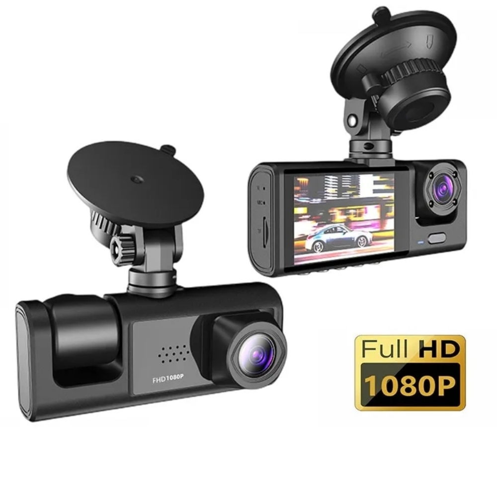 Dash Cam W/ IR Night Vision Loop Recording & 2" IPS Screen 1080P 3Camera
